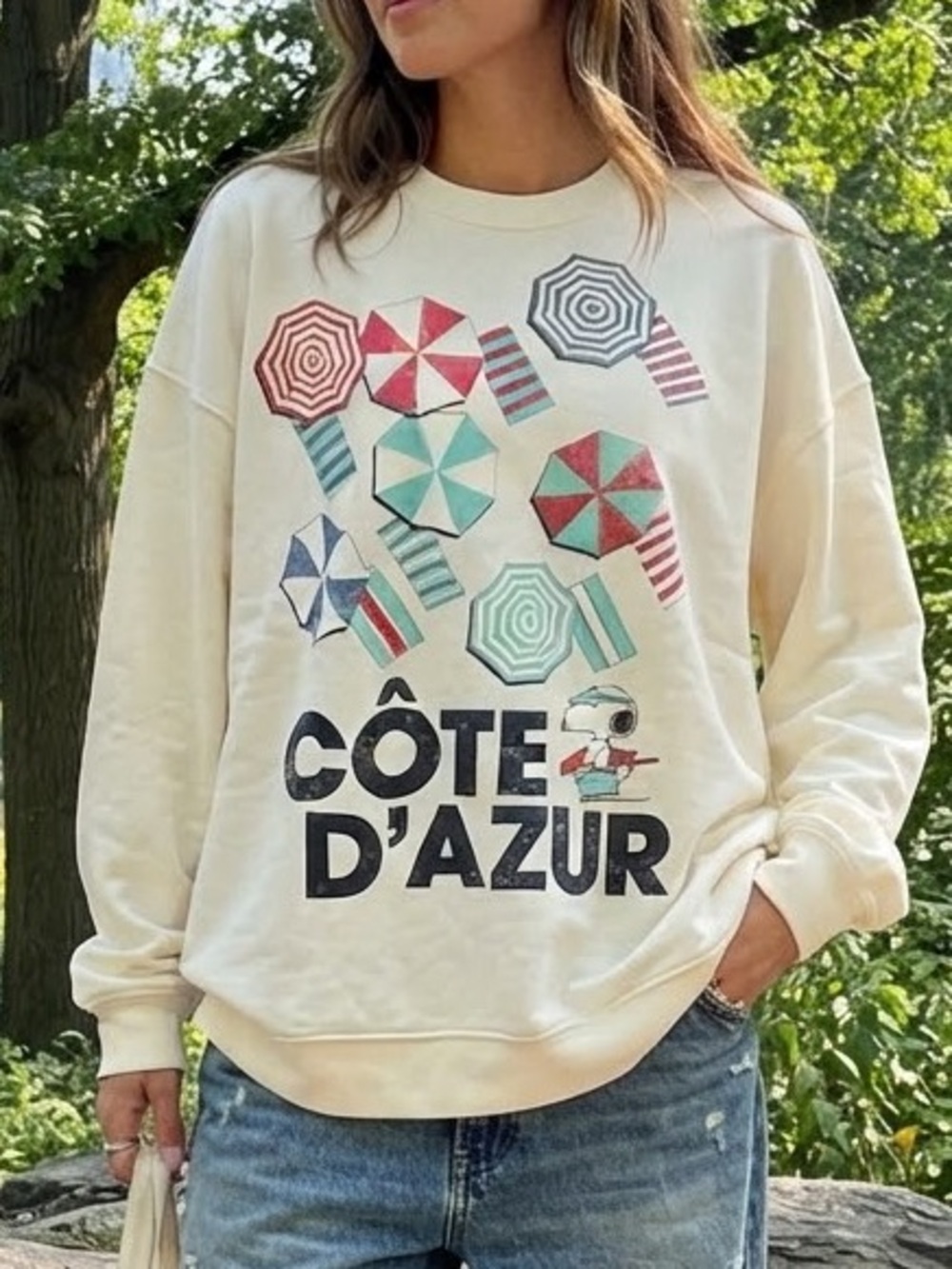 NWT Peanuts Snoopy Côte d’Azur French Riviera Beach Graphic Sweatshirt XL